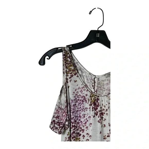 1905. LUCKY BRAND COLD SHOULDER TOP BEADING AROUND NECK‎ SIZE SMALL FLORAL WHITE - Picture 3 of 9